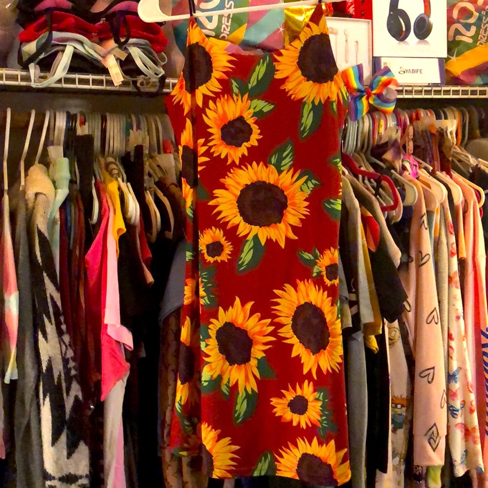 Sunflower spaghetti strap dress. Never worn.